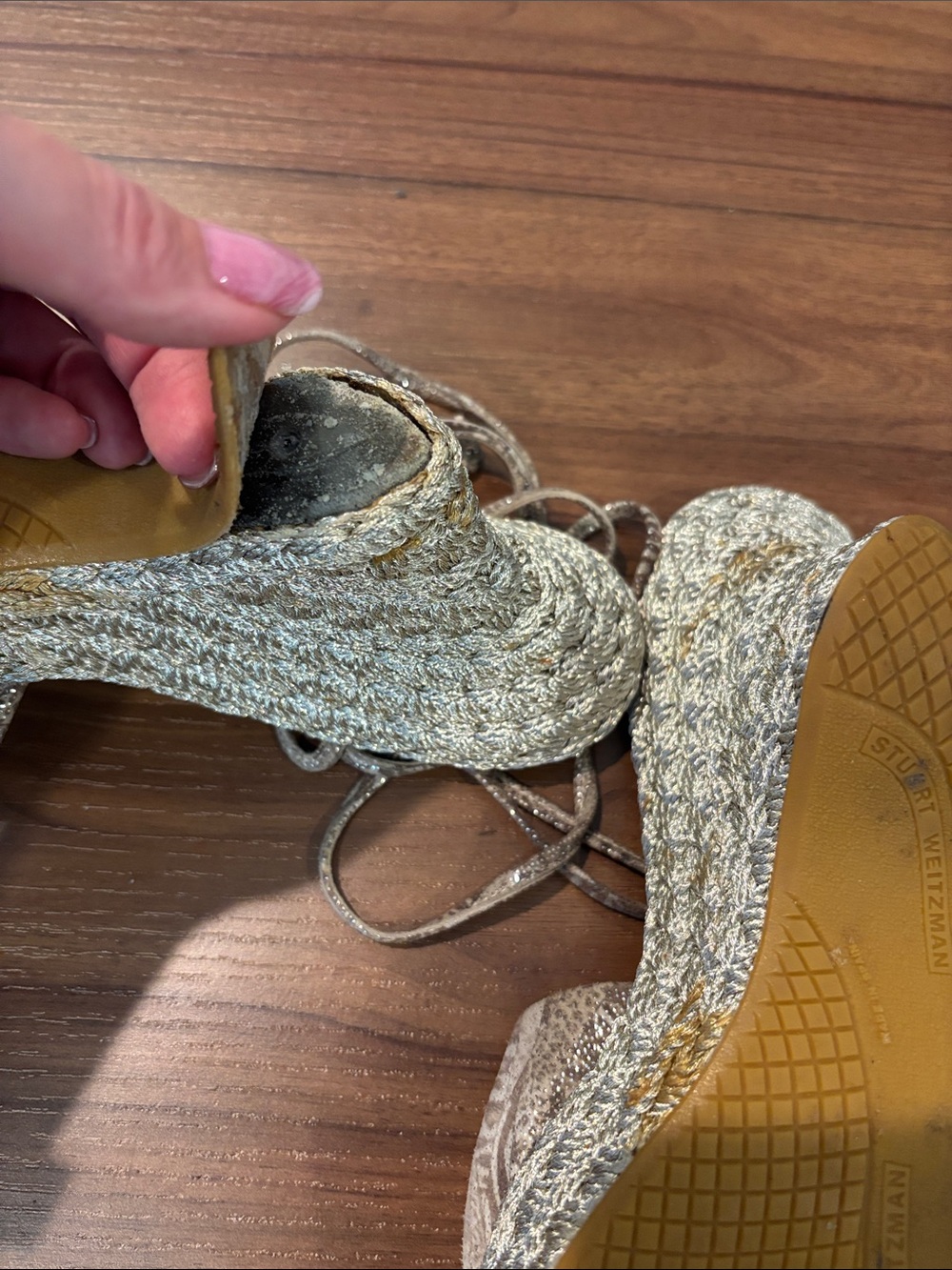 Stuart Whitman Snake-Print Lace-Up Espadrille Sandals in Taupe size 9 - Picture 3 of 4